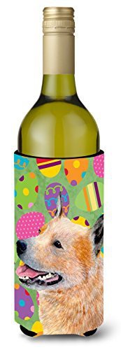 Caroline&#39;s Treasures Lh9407Literk Australian Cattle Dog Easter Eggtravaganza Wine Bottle Beverage Insulator Beverage Insulator Hugger, Wine Bottle, Multicolor