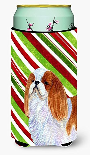 Caroline&#39;s Treasures Ss4576Tbc English Toy Spaniel Candy Cane Holiday Christmas Tall Boy Beverage Insulator Beverage Insulator Hugger, Tall Boy, Multicolor