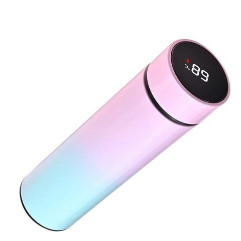 ALISSA 500ml Stainless Steel Thermos Bottle with LED Temperature Display Thermal Cup Vacuum Flask Intelligent Thermos For Tea Coffee Water Health Drinks (Blue Pink)