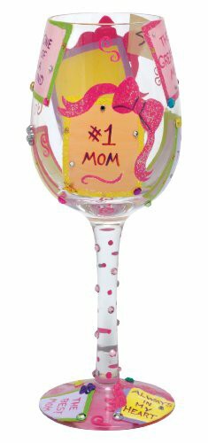 Enesco Designs by Lolita GLS11-5590M Wine Glass, #1 Mom, 15 oz