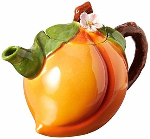 Cosmos Gifts Peach Ceramic Teapot, 4-5/8-Inch