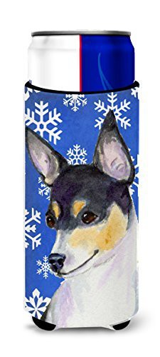 Caroline&#39;s Treasures Ss4656Muk Chihuahua Winter Snowflakes Holiday Ultra Beverage Insulators For Slim Cans, Slim Can, Multicolor