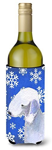 Caroline&#39;s Treasures Ss4621Literk Bedlington Terrier Winter Snowflakes Holiday Wine Bottle Beverage Insulator Beverage Insulator Hugger, Wine Bottle, Multicolor