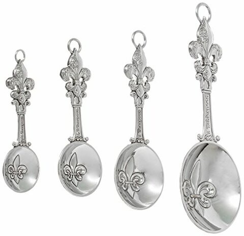 Ganz 4-Piece Set, Fleur De Lis Measuring Spoon, One Size, silver