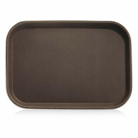 New Star Foodservice 24883 Non-Slip Tray, Plastic, Rubber Lined, Rectangular, 10 By 14-Inch, Brown