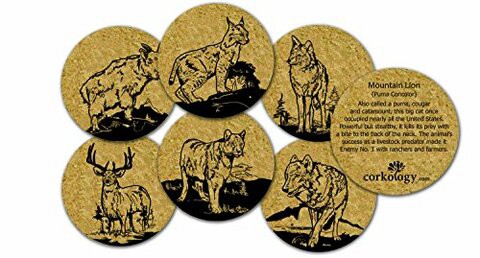 Corkology Med Mammals Coaster Set, Cork