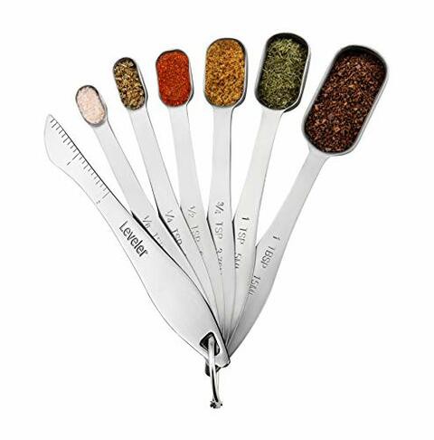 Spring Chef Heavy Duty Stainless Steel Metal Measuring Spoons for Dry or Liquid, Fits in Spice Jar, Set of 6