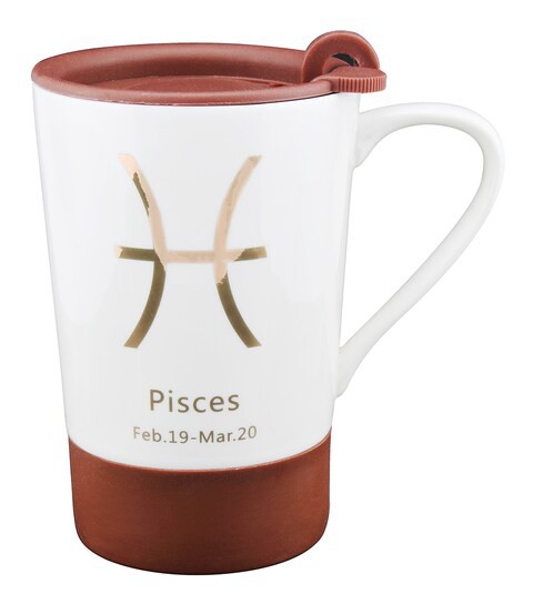 SHALLOW ZODIAC SIGN PISCES EVERYDAY MUG WITH LID PZD-PIS-JZ123N