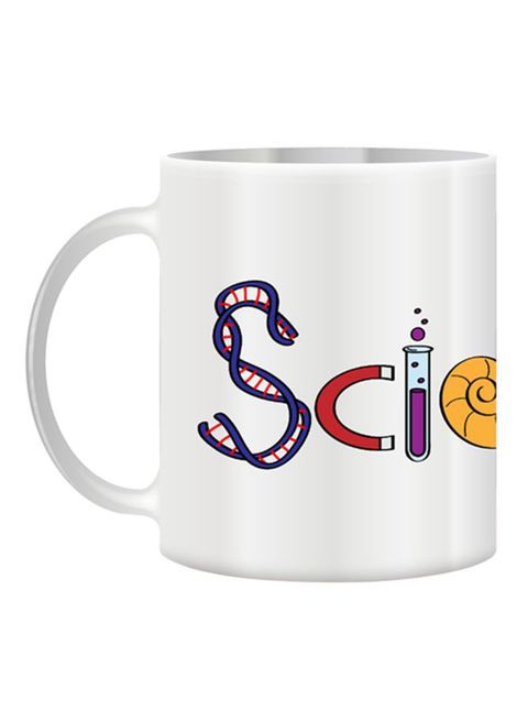 Giftex Cartoon Text With Science Theme Mug White/Blue/Red 11Ounce