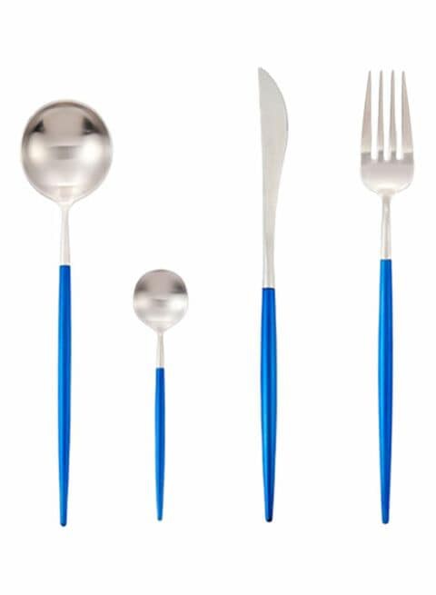 Generic 4-Piece Flatware Set Silver/Blue 22.4 X 2.7 X 3cm