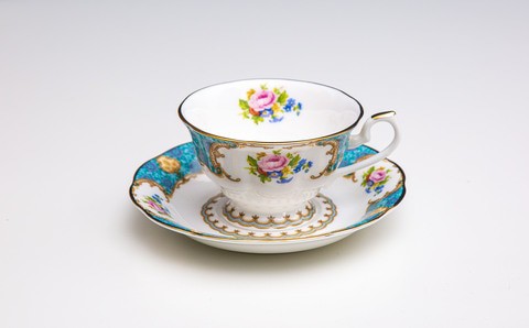 Royal Garden design cup with saucer from Royal Emirates.180 ml Colour Blue