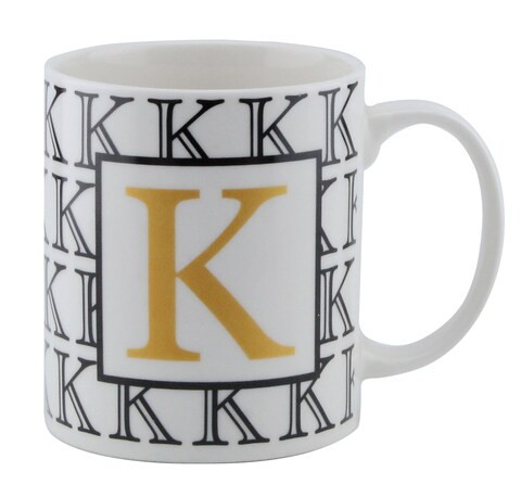 SHALLOW  LETTER K PRINTED  PORCELAIN TEA COFFEE MUG