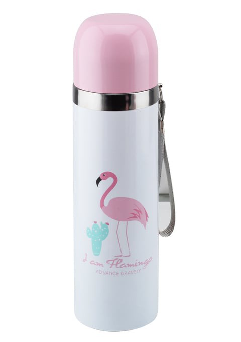 NESSAN 500ML VACCUM FLASK, PINK &amp; WHITE, AB-3802