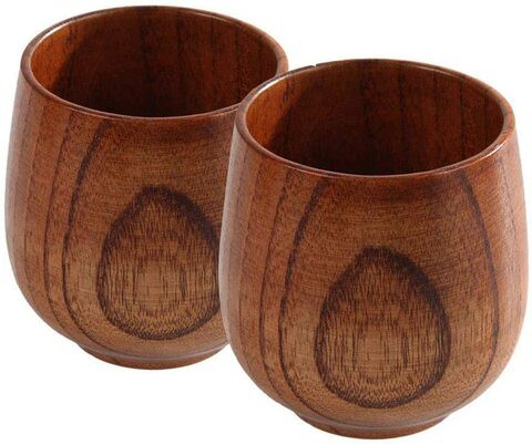 Doreen 1Pair Wood Cup Primitive Handmade Natural Spruce Wooden Cup Breakfast Beer Milk Drinkware Green Tea Cup Water Bottle Mug（GC1859A）