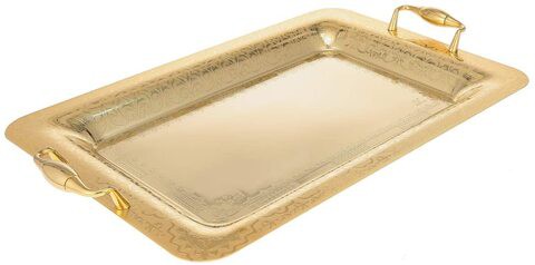 Almarjan 18/10 Stainless Steel Serving Tray, Gold, Thrg2618/S/G822S