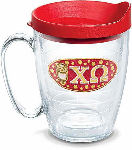 Tervis Fraternity - Chi Omega Tumbler With Emblem And Red Lid 16Oz Mug, Clear