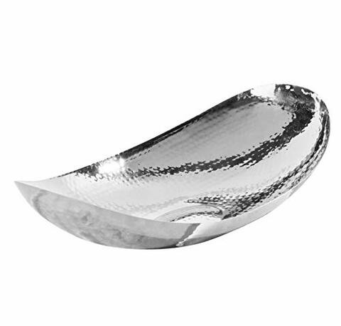 Elegance Hammered Oval Centerpiece Bowl, 17 x 9, Silver