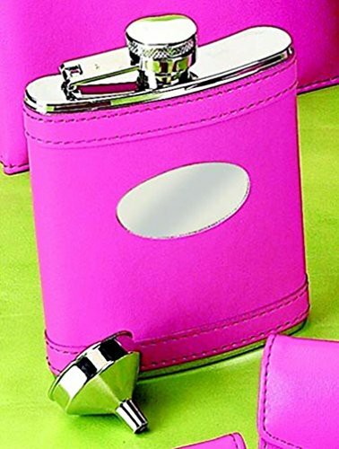 Creative Gifts International 6 Oz. Stainless Steel Flask with Engraved Plate Finish: Hot Pink