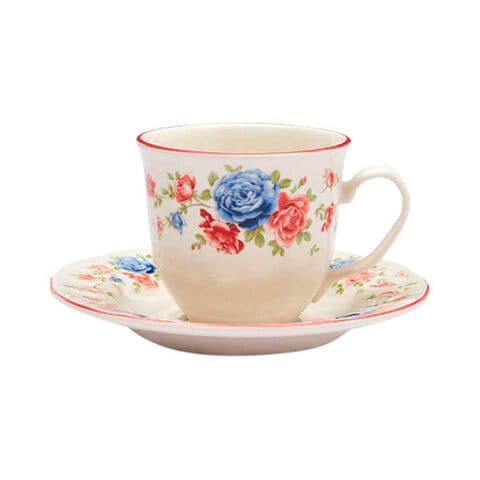 Claytan Cottage Roses Ceramic Cup And Saucer Set 200ml x2