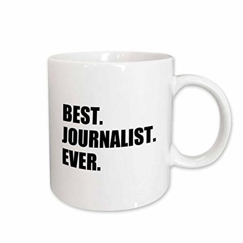 3Drose Mug_185009_2 Best Journalist Ever, Fun Gift For Talented Newspaper Magazine Writers Ceramic Mug, 15-Ounce