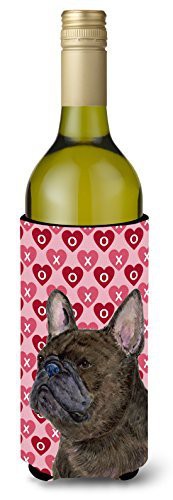 Caroline&#39;s Treasures Ss4519Literk French Bulldog Hearts Love And Valentine&#39;s Day Wine Bottle Beverage Insulator Beverage Insulator Hugger, Wine Bottle, Multicolor