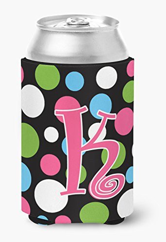 Caroline&#39;s Treasures Cj1038-Kcc Letter K Initial Monogram - Polkadots And Pink Can Or Bottle Beverage Insulator Hugger, Can Hugger, Multicolor