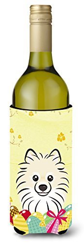 Caroline&#39;s Treasures Bb1889Literk Pomeranian Easter Egg Hunt Wine Bottle Beverage Insulator Hugger, Wine Bottle, Multicolor