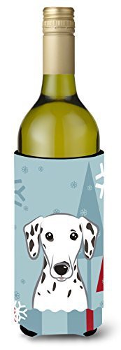 Caroline&#39;s Treasures Bb1706Literk Winter Holiday Dalmatian Wine Bottle Beverage Insulator Hugger, Wine Bottle, Multicolor