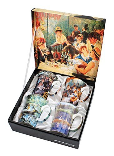 McIntosh Trading 4 Renoir Classics Coffee Or Tea Mugs In A Matching Box Bundle With 1 Package Of 6 Tea Bags