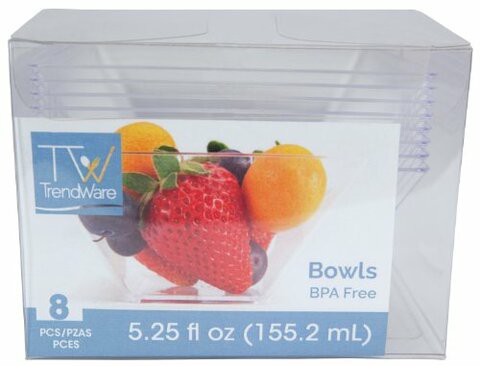 Creative Converting 8 Count 3-1/2-Inch Square Plastic Bowls, Mini, Clear