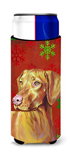 Caroline&#39;s Treasures Lh9325Muk Vizsla Red And Green Snowflakes Holiday Christmas Ultra Beverage Insulators For Slim Cans, Slim Can, Multicolor