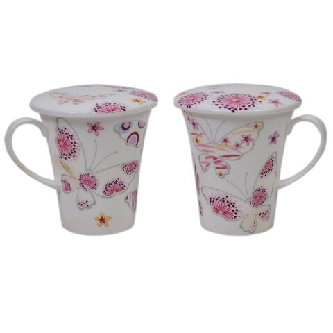 Hankook - Chinaware 4-Piece Pappilon Mug Set Pink