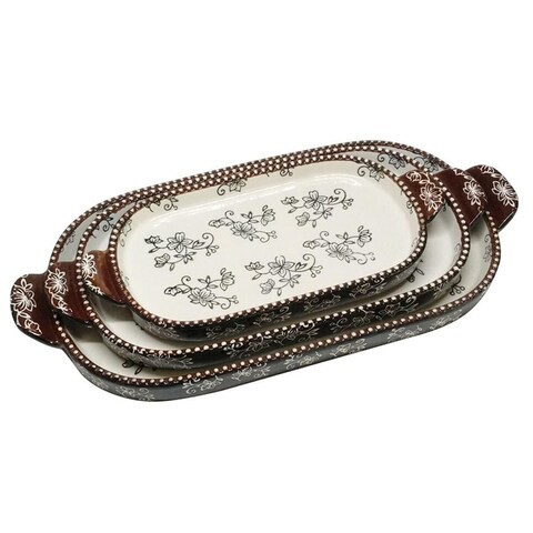 temp-tations Floral Lace Squoval Tray Set - 3 Piece - Black