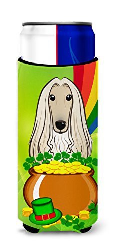 Caroline&#39;s Treasures Bb1988Muk Afghan Hound St. Patrick&#39;s Day Michelob Ultra Beverage Insulator For Slim Cans, Slim Can, Multicolor