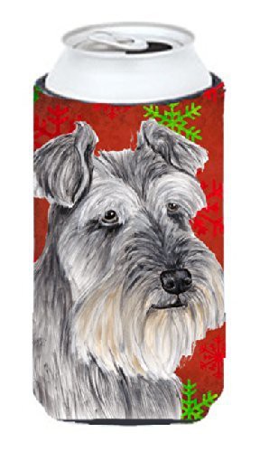 Caroline&#39;s Treasures Schnauzer Red And Green Snowflakes Holiday Christmas Koozie Hugger, Tall, Multicolor