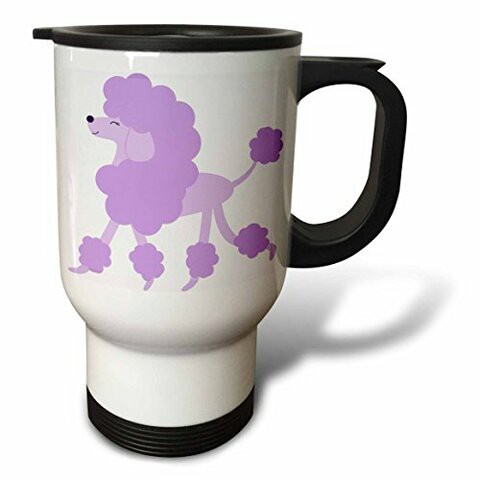 3dRoseCute Purple Poodle Travel Mug, 14 oz, Multicolor