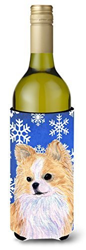 Caroline&#39;s Treasures Ss4611Literk Chihuahua Winter Snowflakes Holiday Wine Bottle Beverage Insulator Beverage Insulator Hugger, Wine Bottle, Multicolor