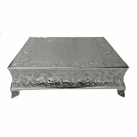 GiftBay Creations 751-22S Wedding Square Cake Stand, 22-Inch, Silver