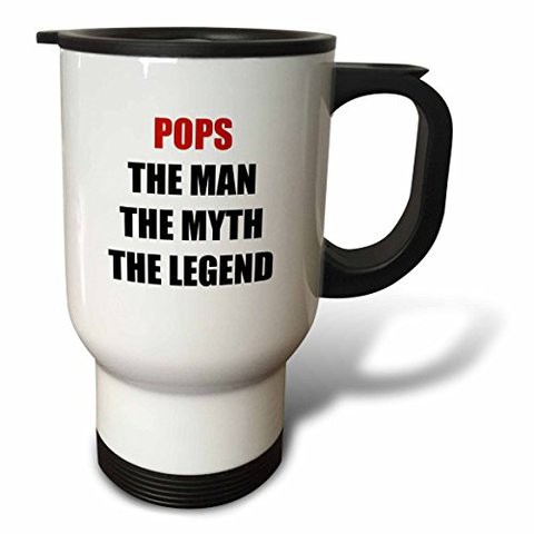 3Drose Pops The Man The Myth The Legend Stainless Steel Travel Mug, 14 Oz, White