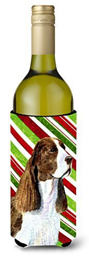 Caroline&#39;s Treasures Ss4582Literk Springer Spaniel Candy Cane Holiday Christmas Wine Bottle Beverage Insulator Beverage Insulator Hugger, Wine Bottle, Multicolor