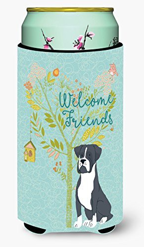 Caroline&#39;s Treasures Bb7581Tbc Welcome Friends Black Boxer Tall Boy Beverage Insulator Hugger, Tall Boy, Multicolor