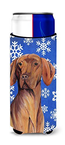 Caroline&#39;s Treasures Sc9378Muk Vizsla Winter Snowflakes Holiday Ultra Beverage Insulators For Slim Cans, Slim Can, Multicolor