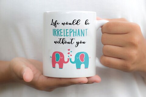 Giftmate Irrelephant Printed Ceramic Tea and Coffee Mug 320ml