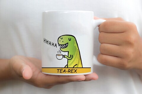 Giftmate Tea Rex Printed Ceramic Tea and Coffee Mug 320ml