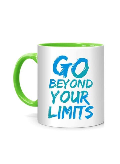 FMstyles Go Beyond Your Limits Printed Mug White/Green 10 cm