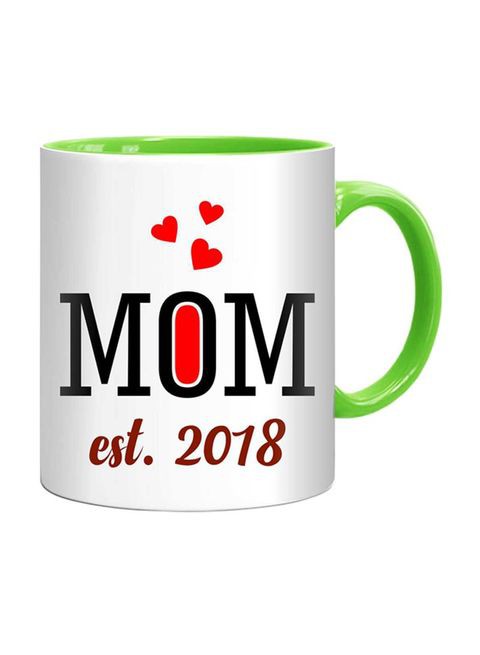 FMstyles Mom Est. 2018 Printed Mug Green/White/Black