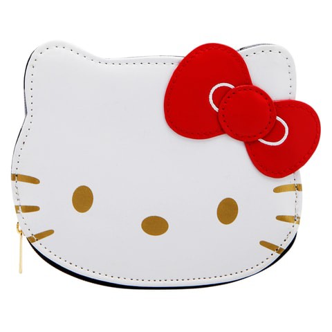 Hello Kitty D-Cut Coin Purse, B&amp;W Checks Pattern, White