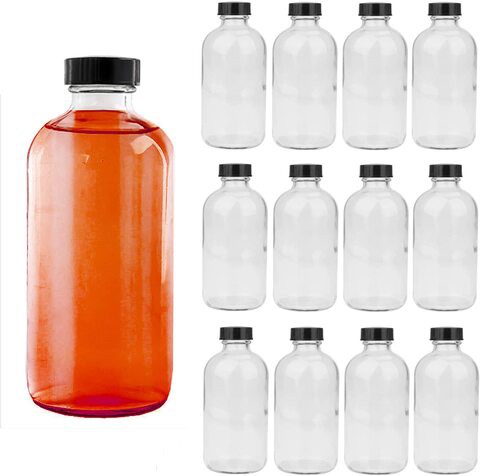 FUFU Glass Juice Bottle: 12 Packs, 8 Ounces, Leak-Proof Lid, The Best Reusable Drinking Bottle, Seasoning Jar,Ffruit Juice Drink