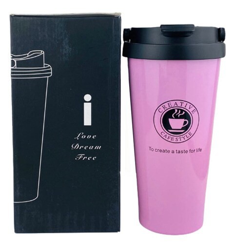 Thermal Cup Stainless Steel, Vacuum Insulated Travel Tumbler, Durable Insulated Coffee Mug, Thermal Cup with Double Partition SEALING Ring- 450ml (PINK)