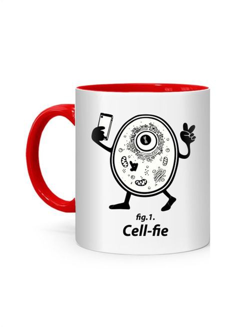 FMstyles Cell Printed Mug White/Red 10 cm